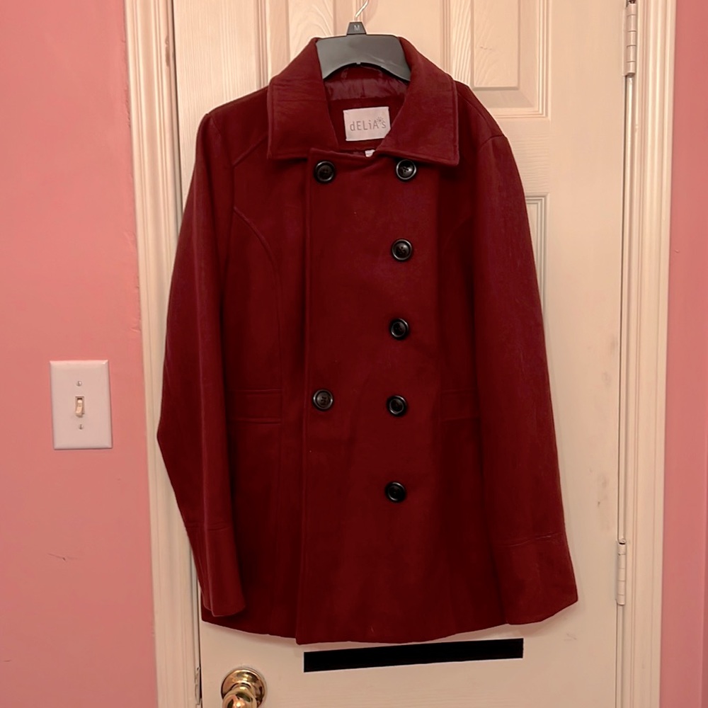 Maroon pea coat